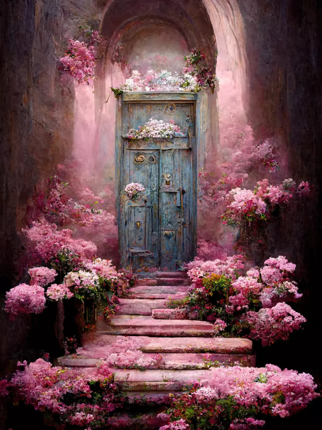 Secret Pink Garden 5X68 Fleece ( 60 X 80 Inch ) Backdrop