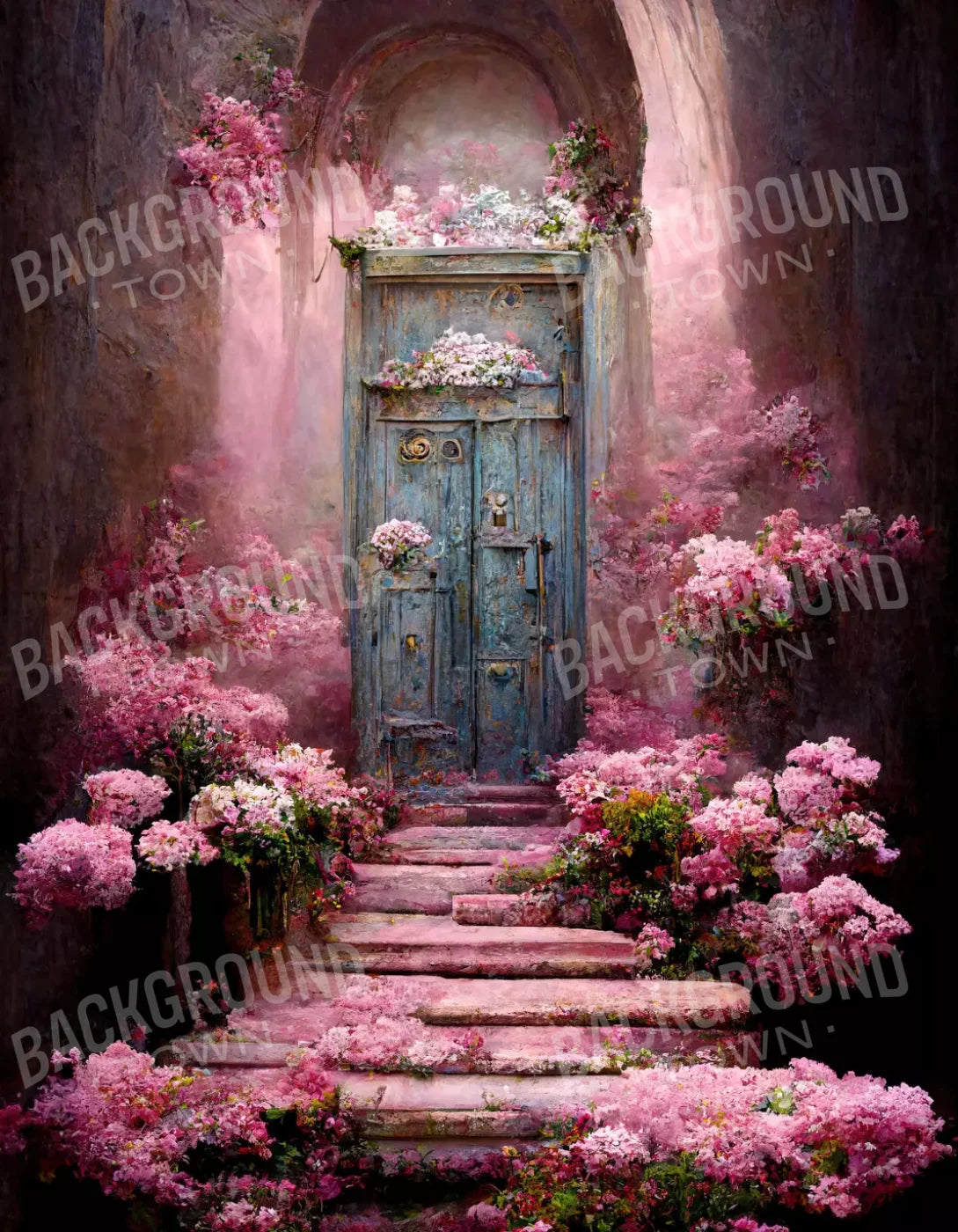 Secret Pink Garden 6X8 Fleece ( 72 X 96 Inch ) Backdrop