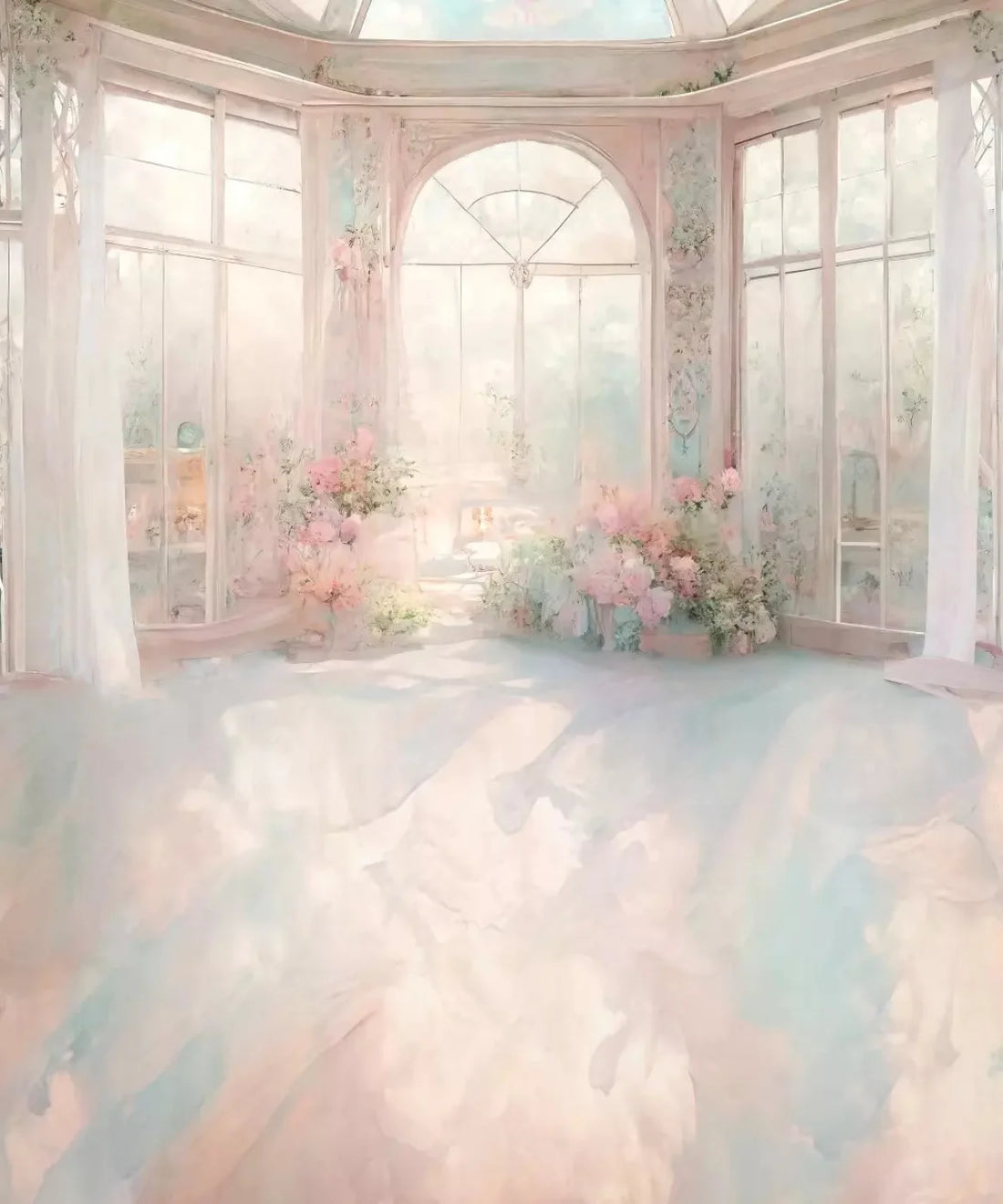 Beige Floral Backdrop for Photography