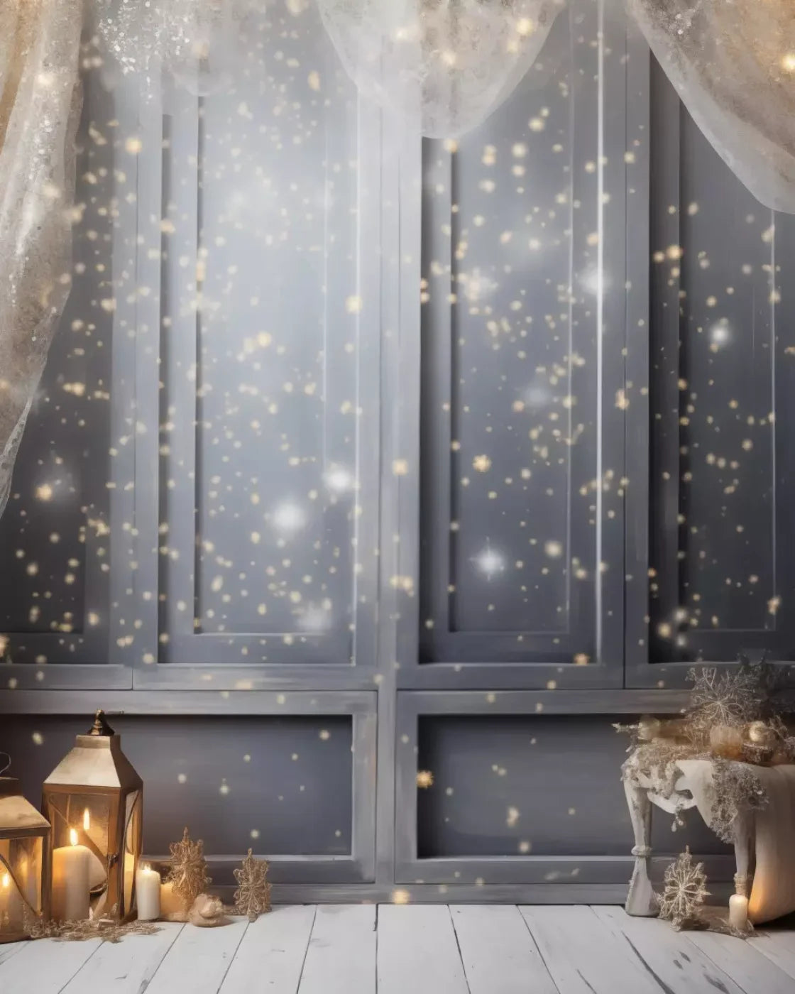 Silver And Gold Studio 1 8X10 Fleece ( 96 X 120 Inch ) Backdrop