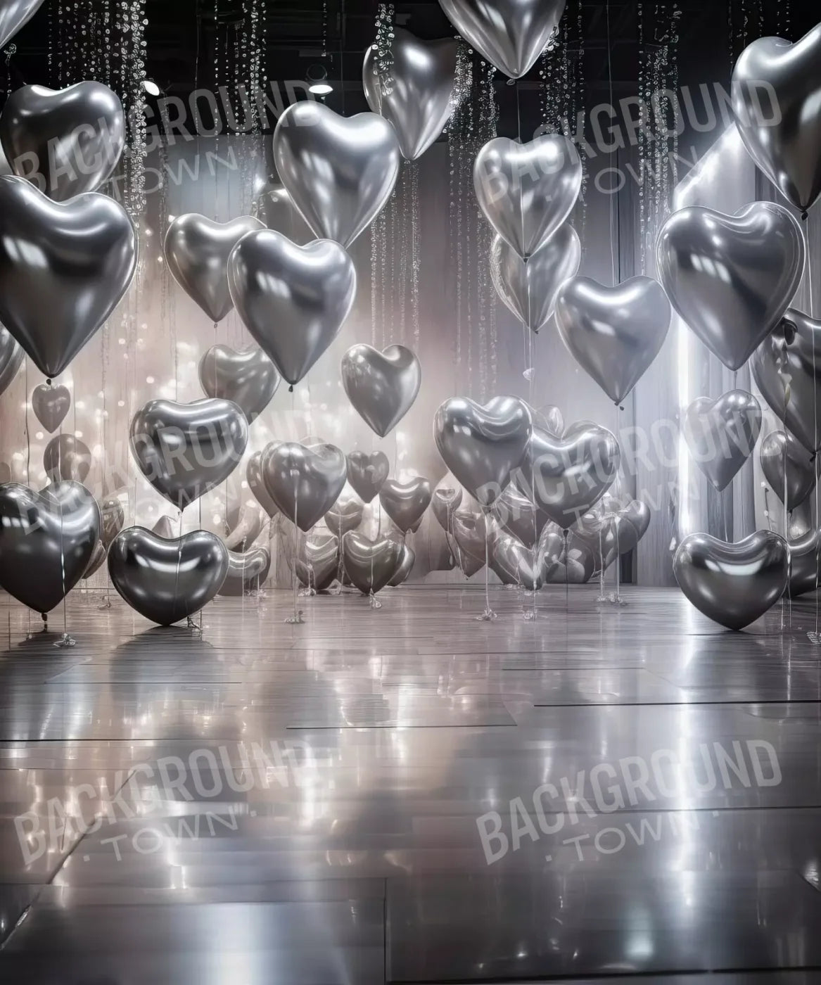 Silver Heart Elegance I 10’X12’ Ultracloth (120 X 144 Inch) Backdrop