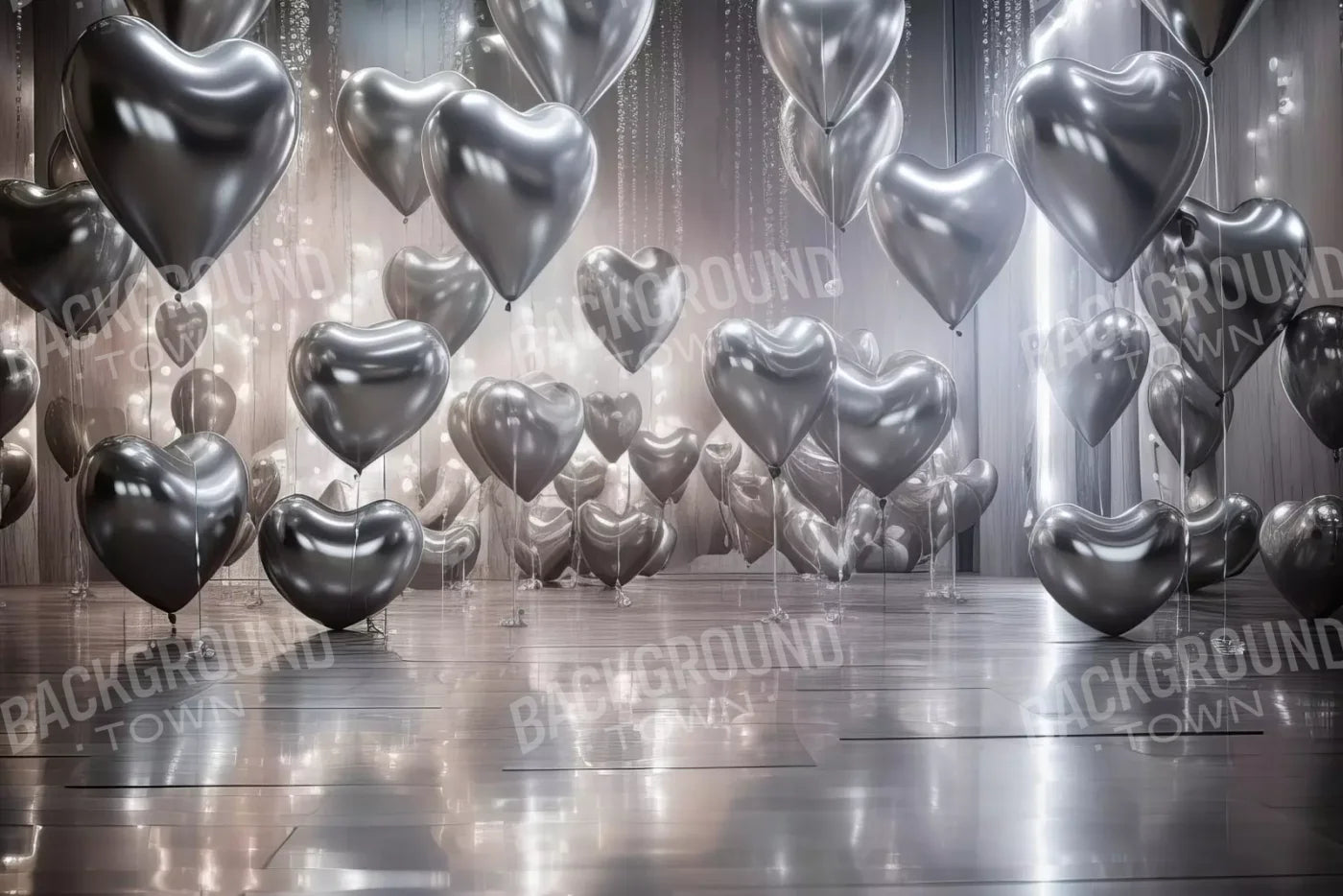 Silver Heart Elegance I 12’X8’ Ultracloth (144 X 96 Inch) Backdrop