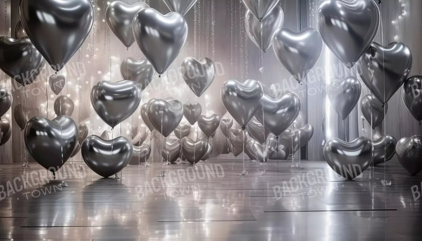 Silver Heart Elegance I 14’X8’ Ultracloth (168 X 96 Inch) Backdrop