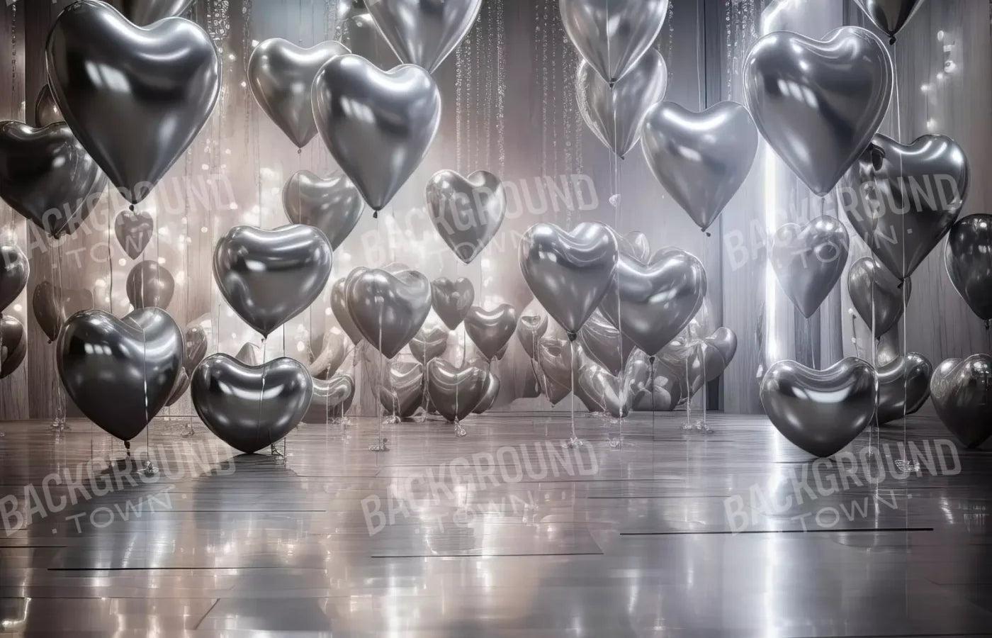 Silver Heart Elegance I 14’X9’ Ultracloth (168 X 108 Inch) Backdrop