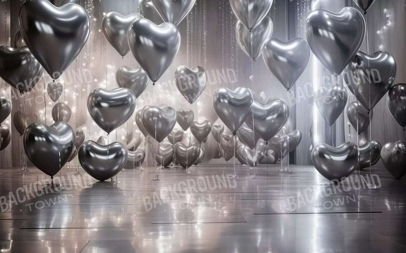 Silver Heart Elegance I 16’X10’ Ultracloth (192 X 120 Inch) Backdrop