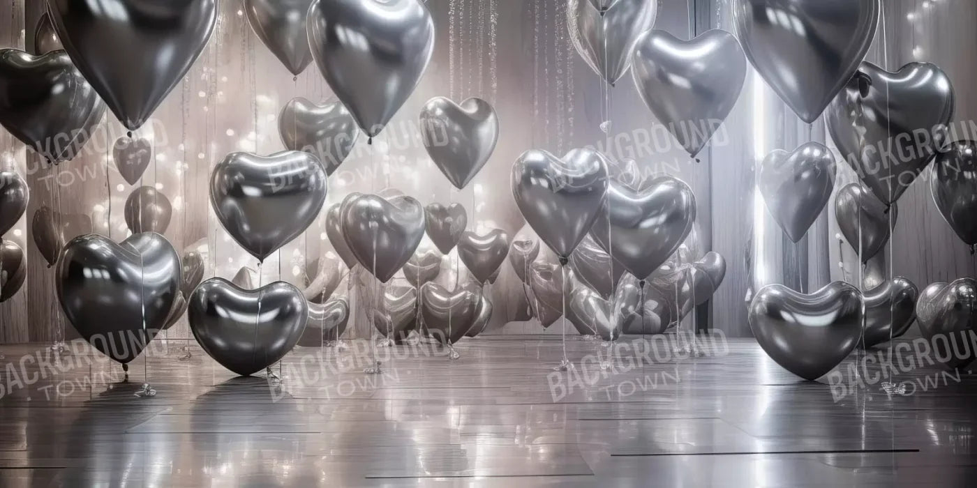 Silver Heart Elegance I 16’X8’ Ultracloth (192 X 96 Inch) Backdrop