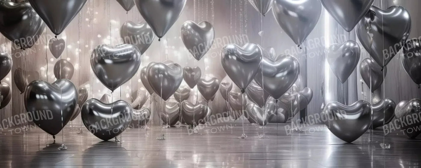 Silver Heart Elegance I 20’X8’ Ultracloth (240 X 96 Inch) Backdrop