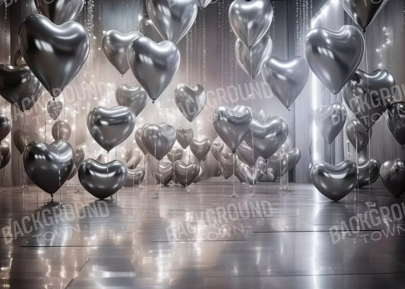 Silver Heart Elegance I 7’X5’ Ultracloth (84 X 60 Inch) Backdrop