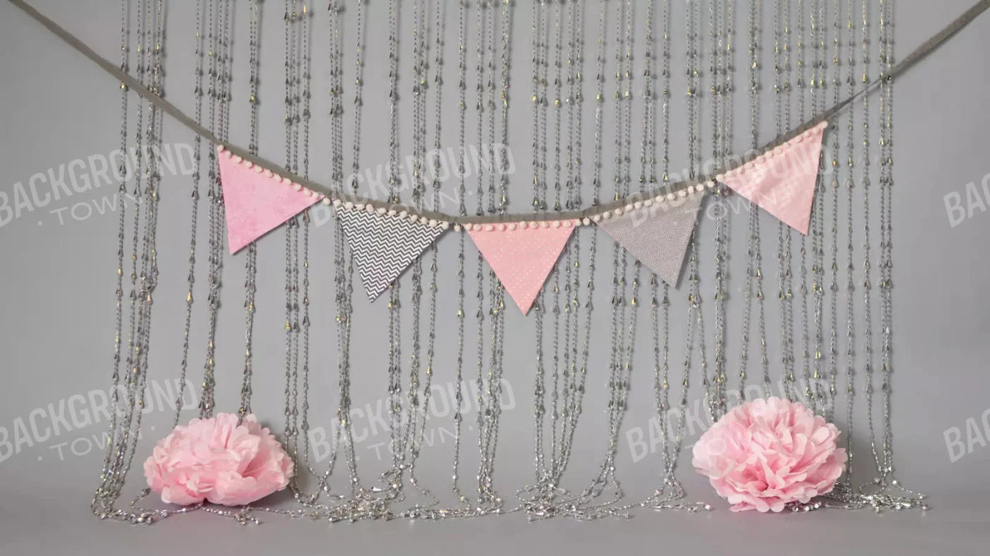 Silver Pink Party 14X8 Ultracloth ( 168 X 96 Inch ) Backdrop