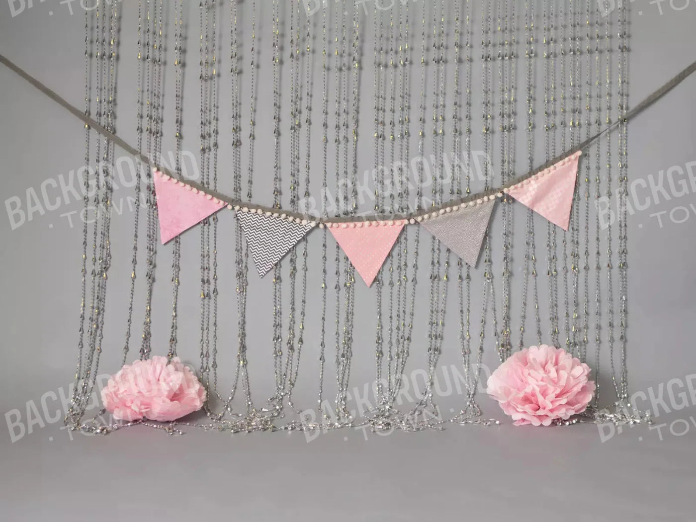 Silver Pink Party 7X5 Ultracloth ( 84 X 60 Inch ) Backdrop