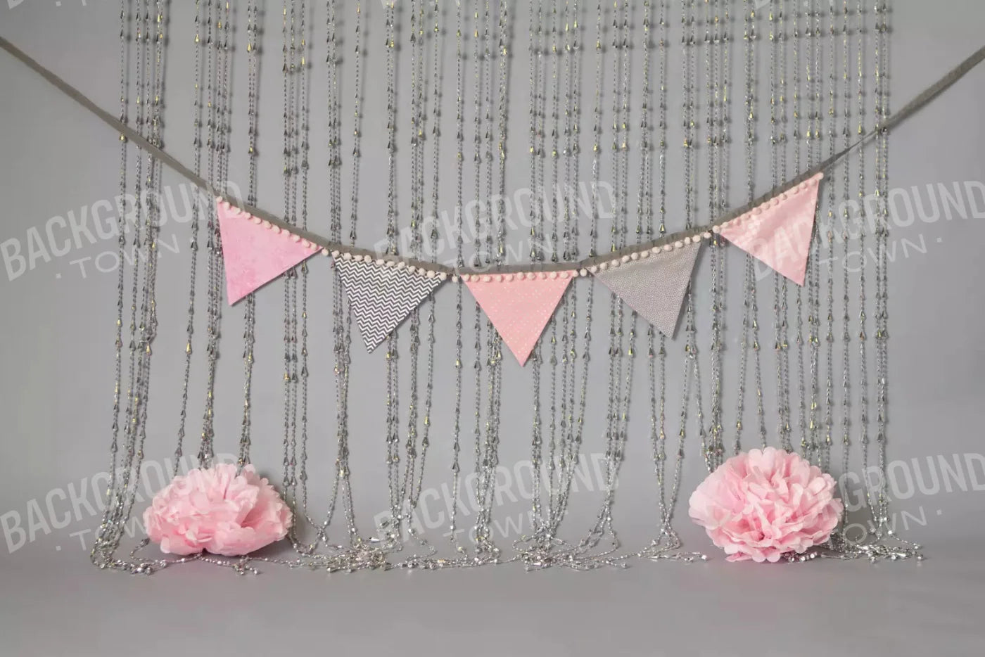 Silver Pink Party 8X5 Ultracloth ( 96 X 60 Inch ) Backdrop