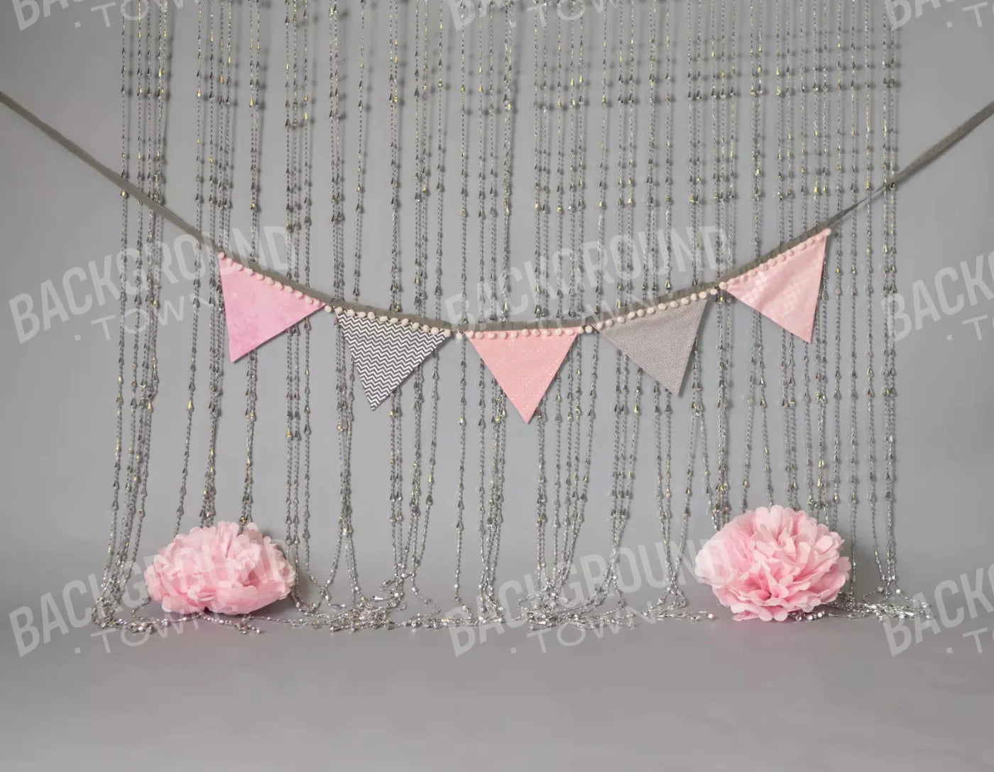 Silver Pink Party 8X6 Fleece ( 96 X 72 Inch ) Backdrop