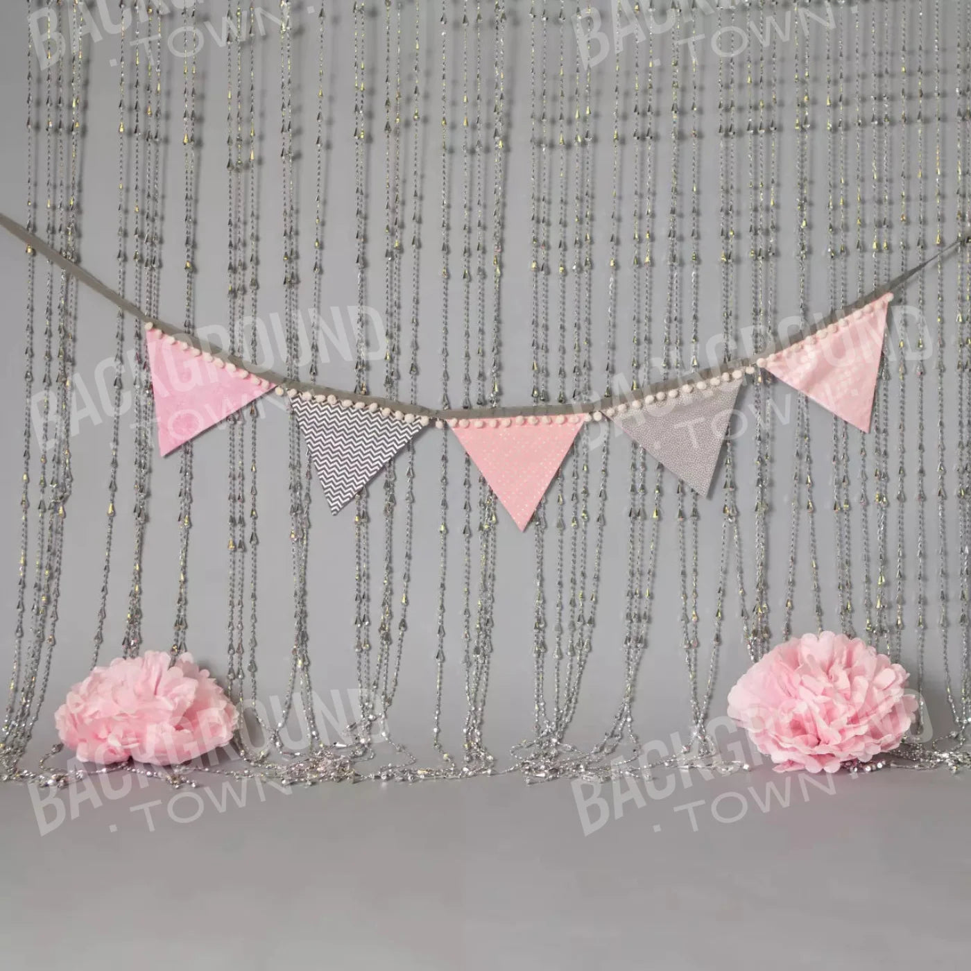 Silver Pink Party 8X8 Fleece ( 96 X Inch ) Backdrop