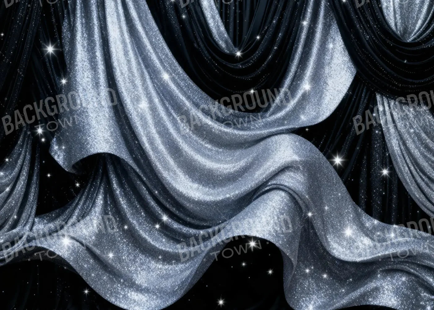 Silver Stardust Drapes New Years 7’x5’ UltraCloth (84 x 60 inch) Backdrop