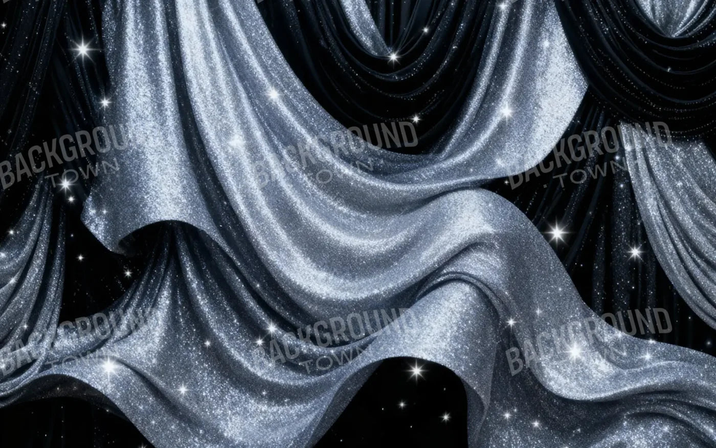 Silver Stardust Drapes New Years 8’x5’ UltraCloth (96 x 60 inch) Backdrop