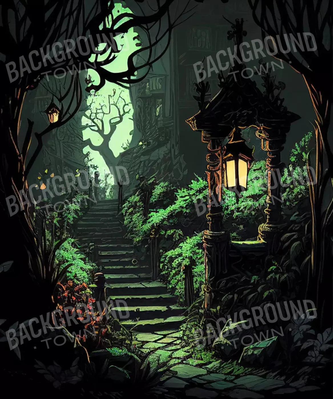 Green Halloween Backdrop for Photography