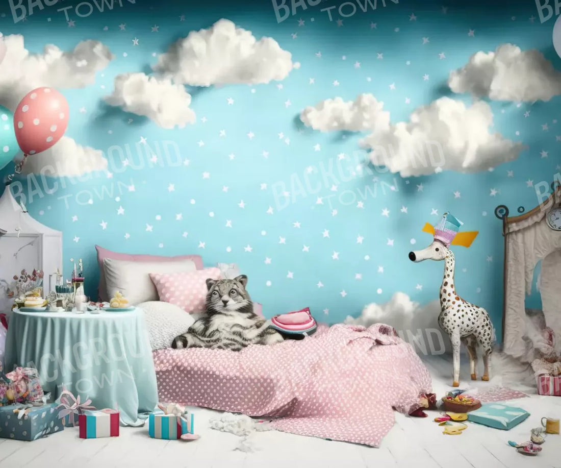 Blue Pajama Party Set Backdrop for Photography