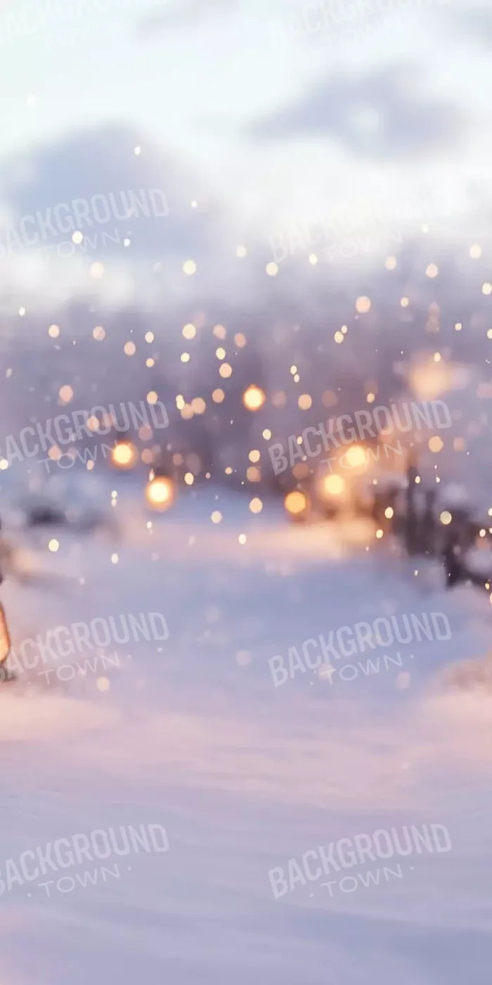 Snow Covered Path With Lanterns 10’X20’ Ultracloth (120 X 240 Inch) Backdrop