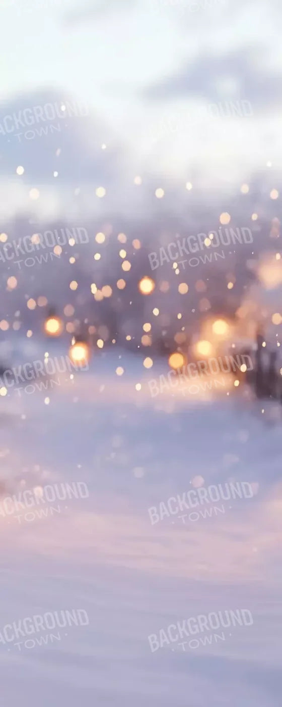 Snow Covered Path With Lanterns 8’X20’ Ultracloth (96 X 240 Inch) Backdrop