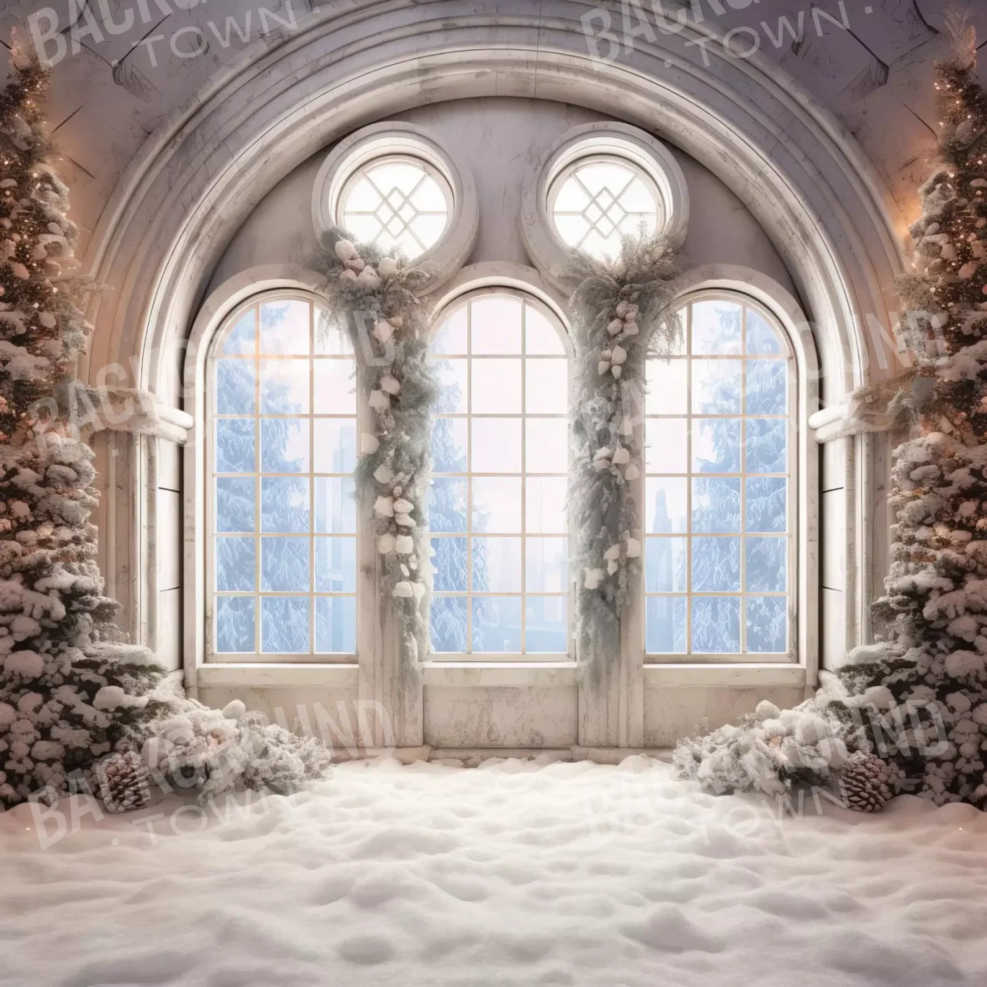 Snowy Ballroom 10’X10’ Ultracloth (120 X Inch) Backdrop