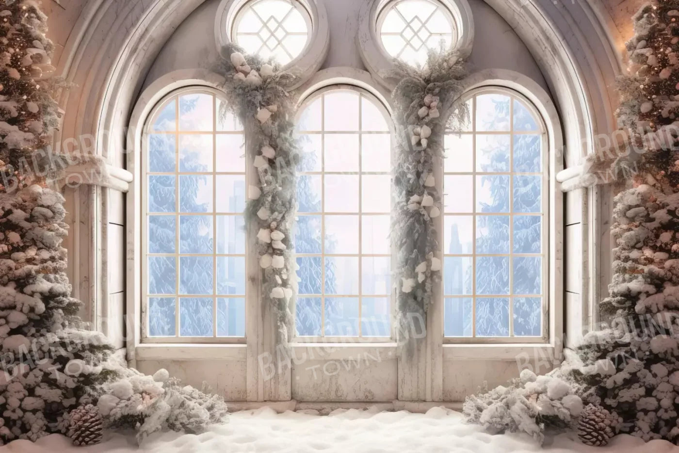 Snowy Ballroom 12’X8’ Ultracloth (144 X 96 Inch) Backdrop