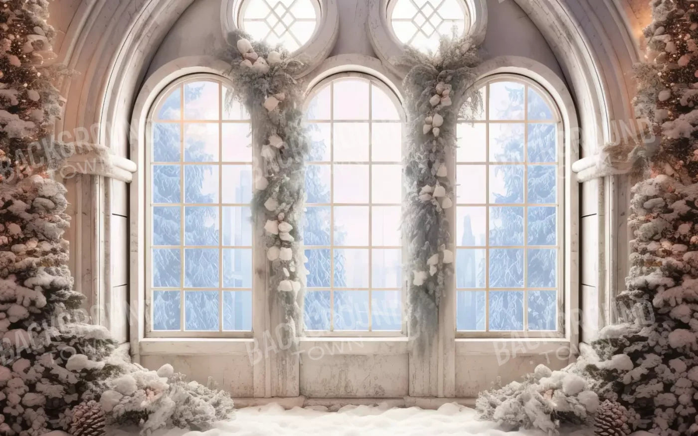 Snowy Ballroom 16’X10’ Ultracloth (192 X 120 Inch) Backdrop