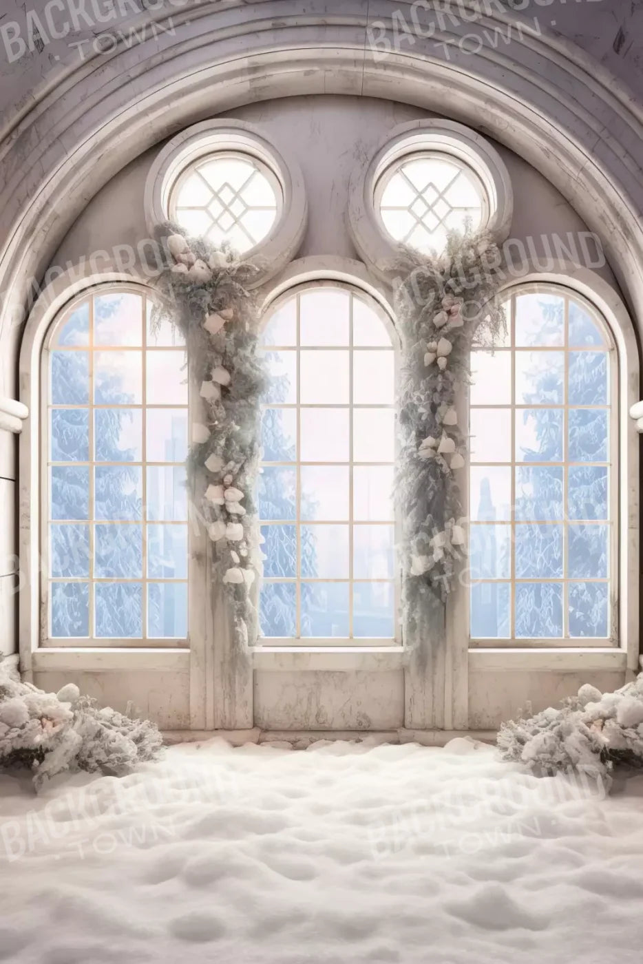 Snowy Ballroom 8’X12’ Ultracloth (96 X 144 Inch) Backdrop