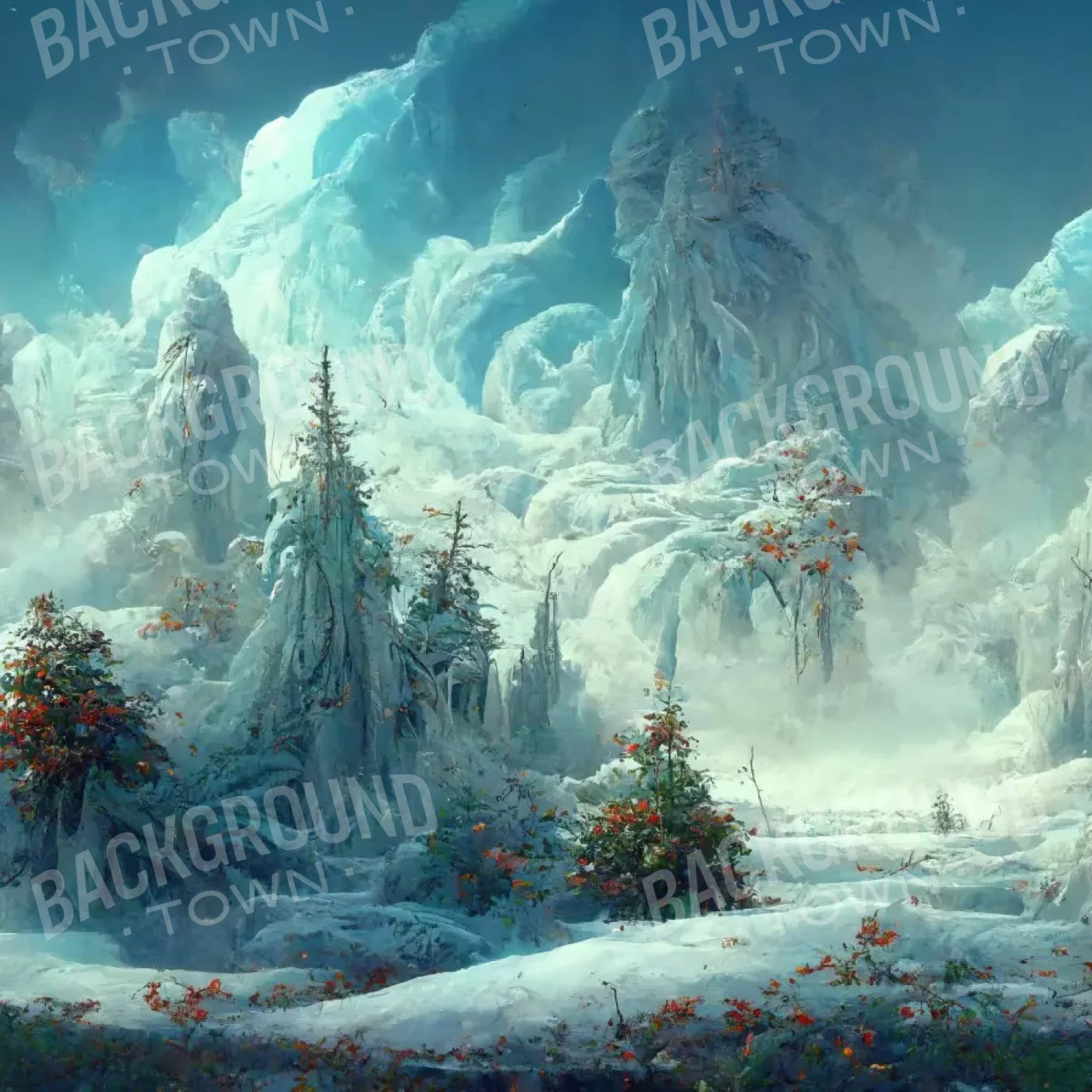 Snowy Fantasy Forest 10’X10’ Ultracloth (120 X Inch) Backdrop