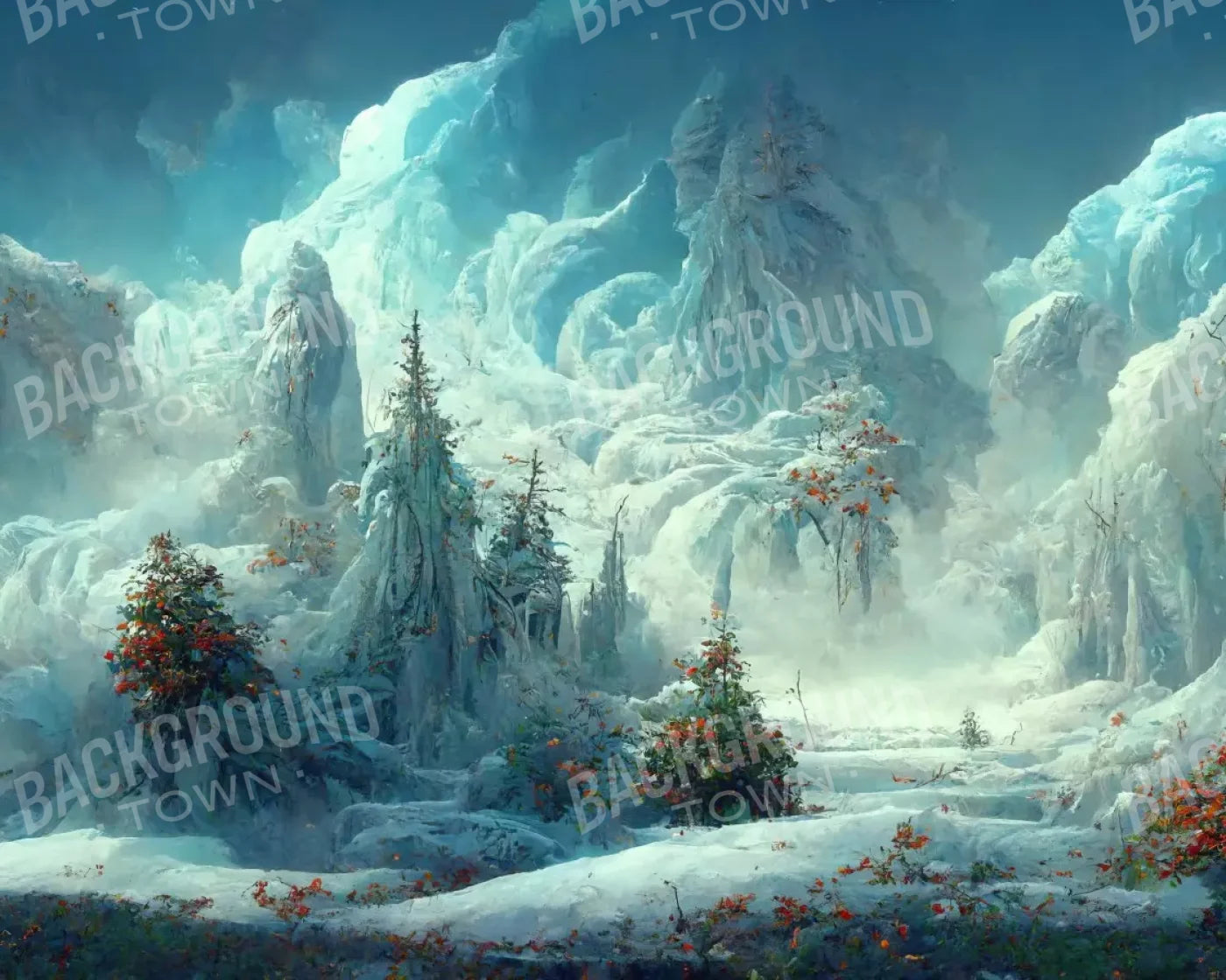 Snowy Fantasy Forest 10’X8’ Fleece (120 X 96 Inch) Backdrop