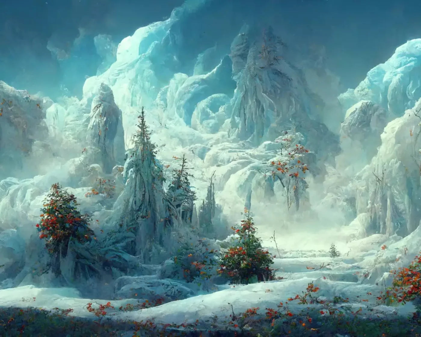 Snowy Fantasy Forest 10’X8’ Fleece (120 X 96 Inch) Backdrop