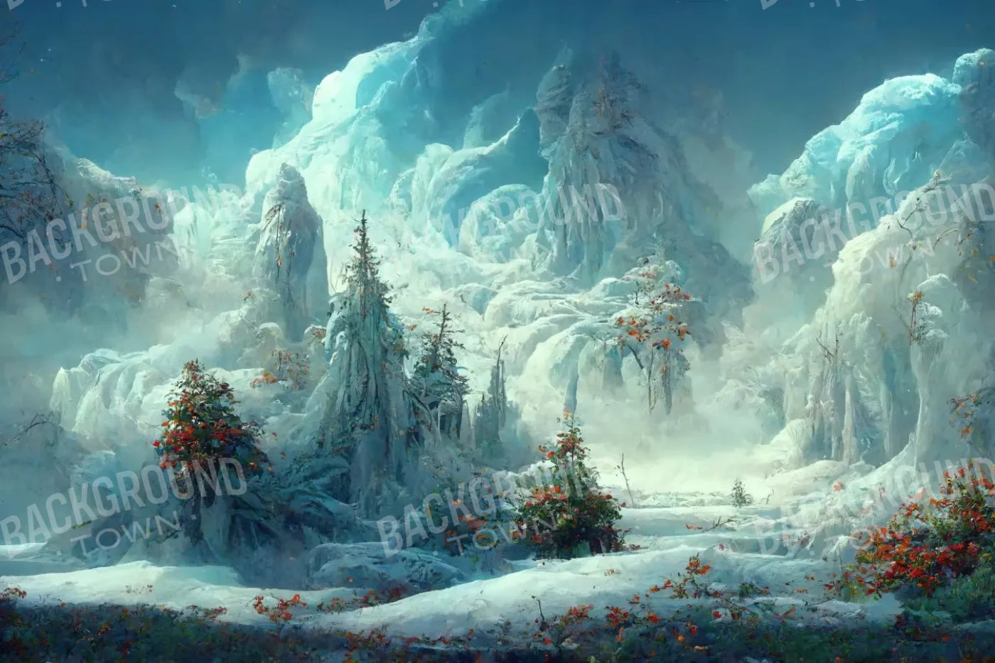 Snowy Fantasy Forest 12’X8’ Ultracloth (144 X 96 Inch) Backdrop