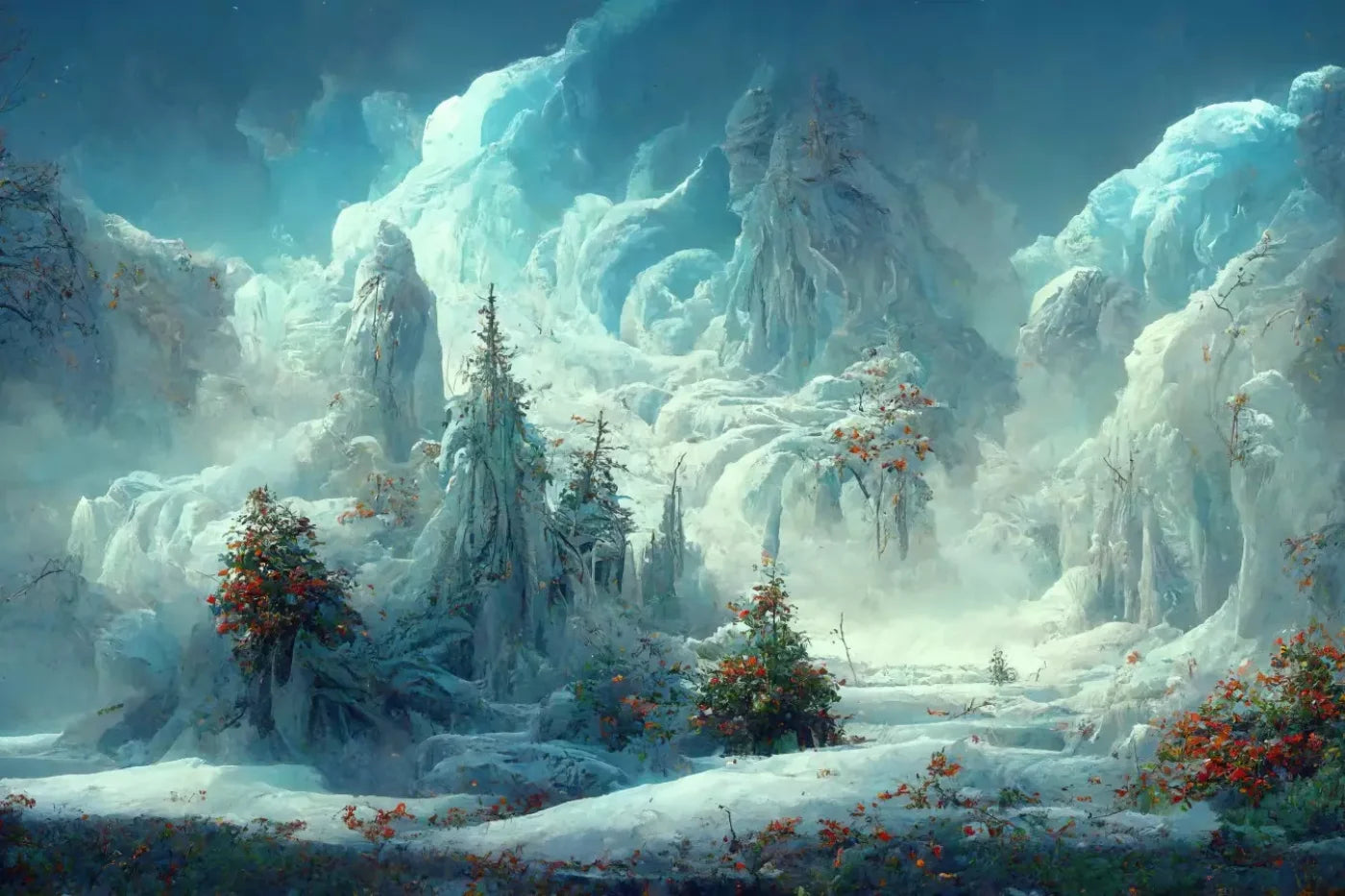 Snowy Fantasy Forest 12’X8’ Ultracloth (144 X 96 Inch) Backdrop