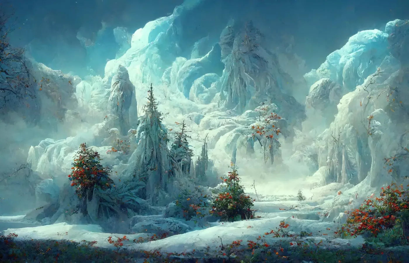 Snowy Fantasy Forest 14’X9’ Ultracloth (168 X 108 Inch) Backdrop