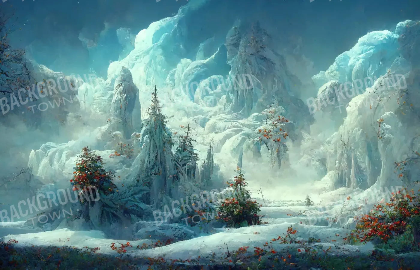 Snowy Fantasy Forest 14’X9’ Ultracloth (168 X 108 Inch) Backdrop