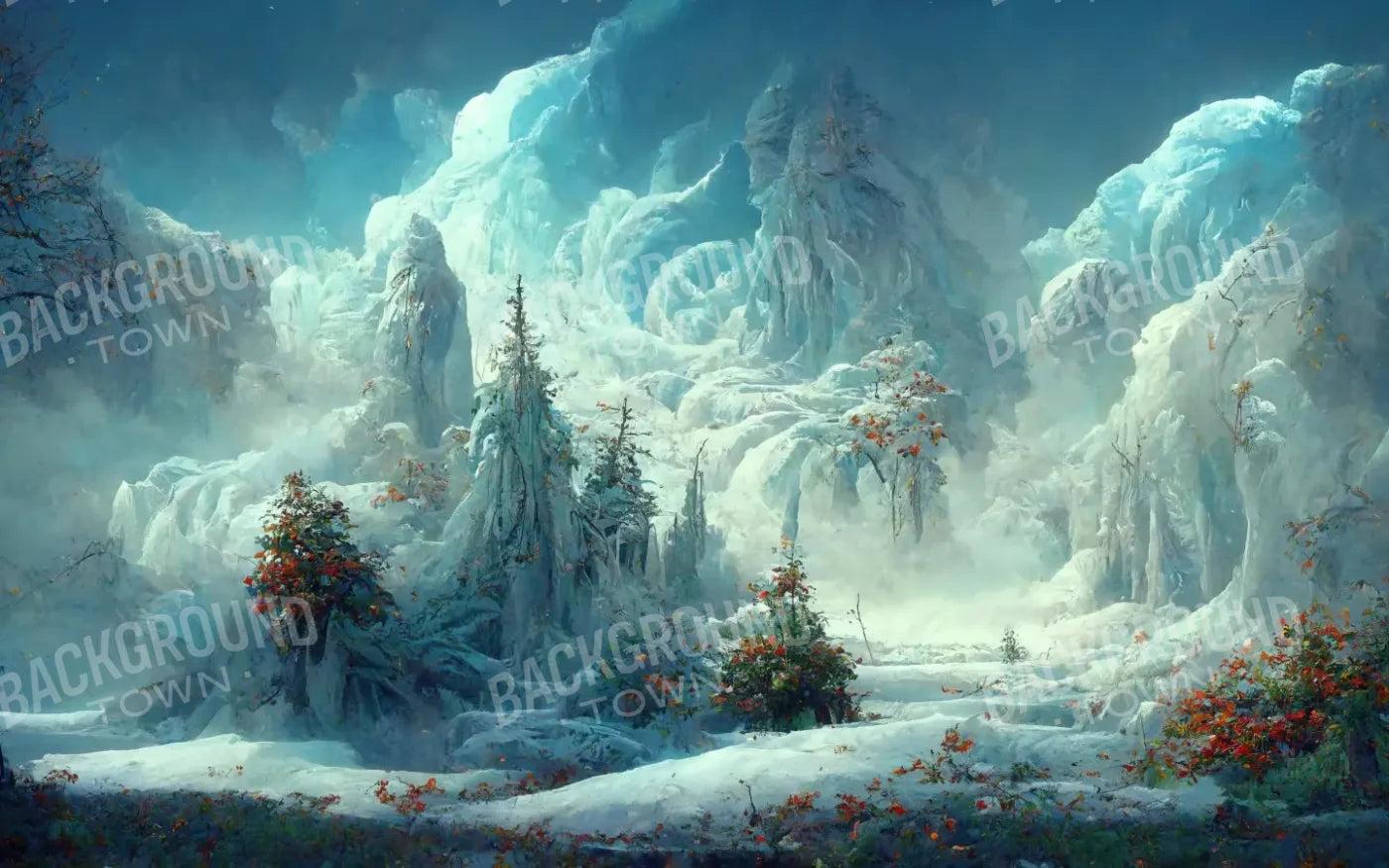 Snowy Fantasy Forest 16’X10’ Ultracloth (192 X 120 Inch) Backdrop