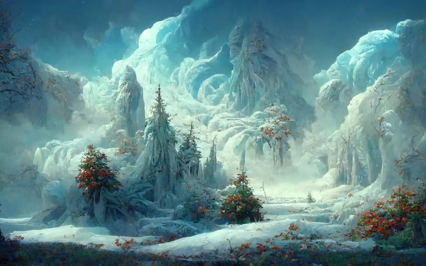 Snowy Fantasy Forest 16’X10’ Ultracloth (192 X 120 Inch) Backdrop