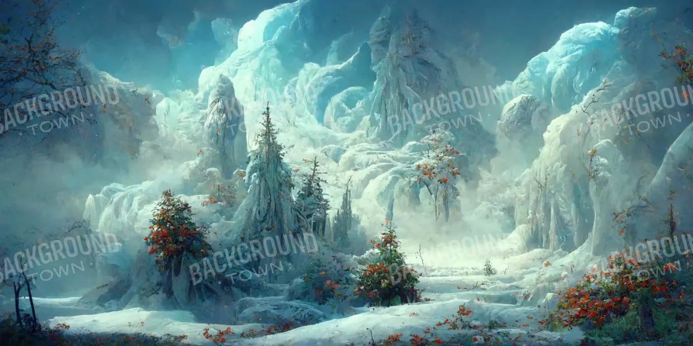 Snowy Fantasy Forest 16’X8’ Ultracloth (192 X 96 Inch) Backdrop