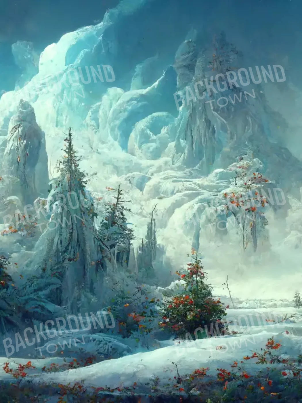 Snowy Fantasy Forest 5’X6’8 Fleece (60 X 80 Inch) Backdrop