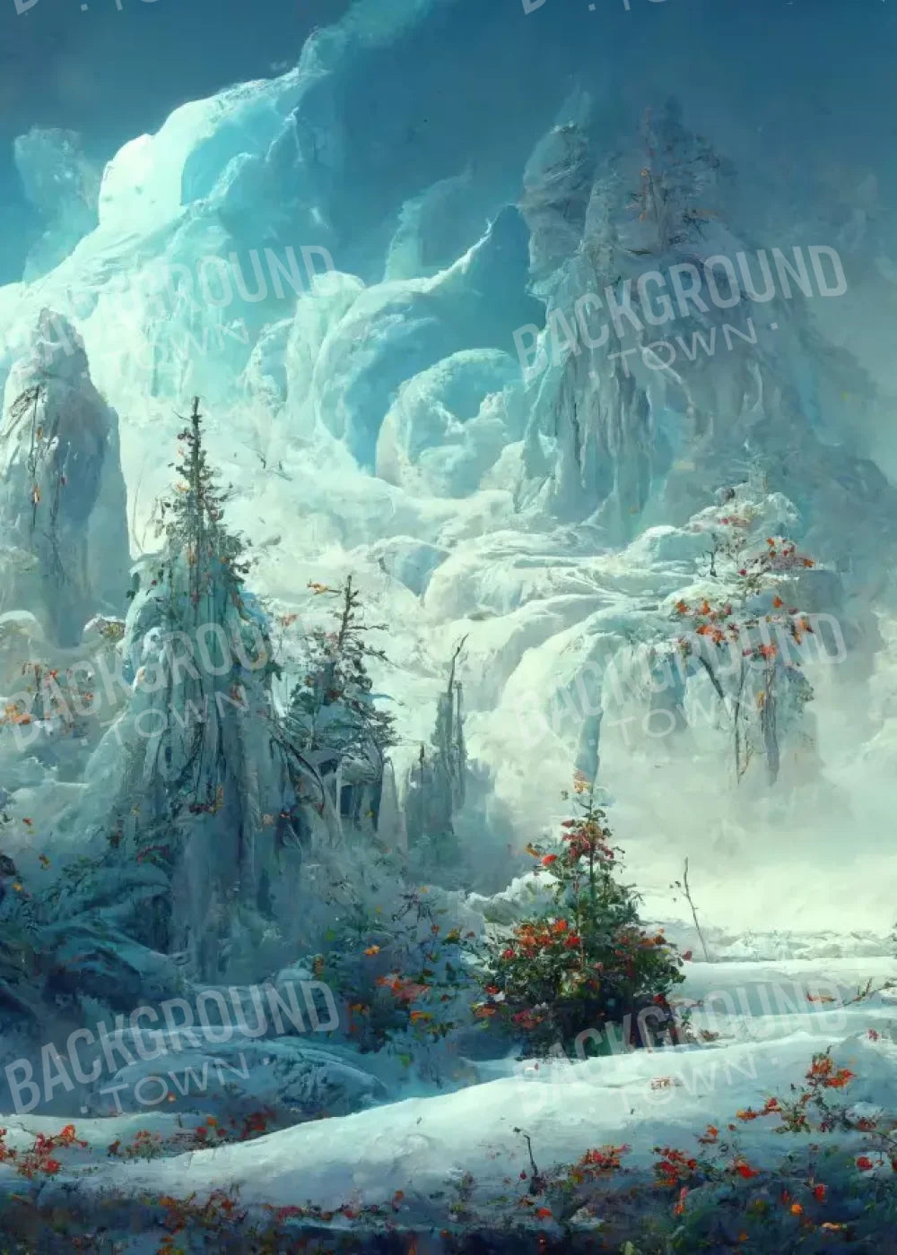 Snowy Fantasy Forest 5’X7’ Ultracloth (60 X 84 Inch) Backdrop