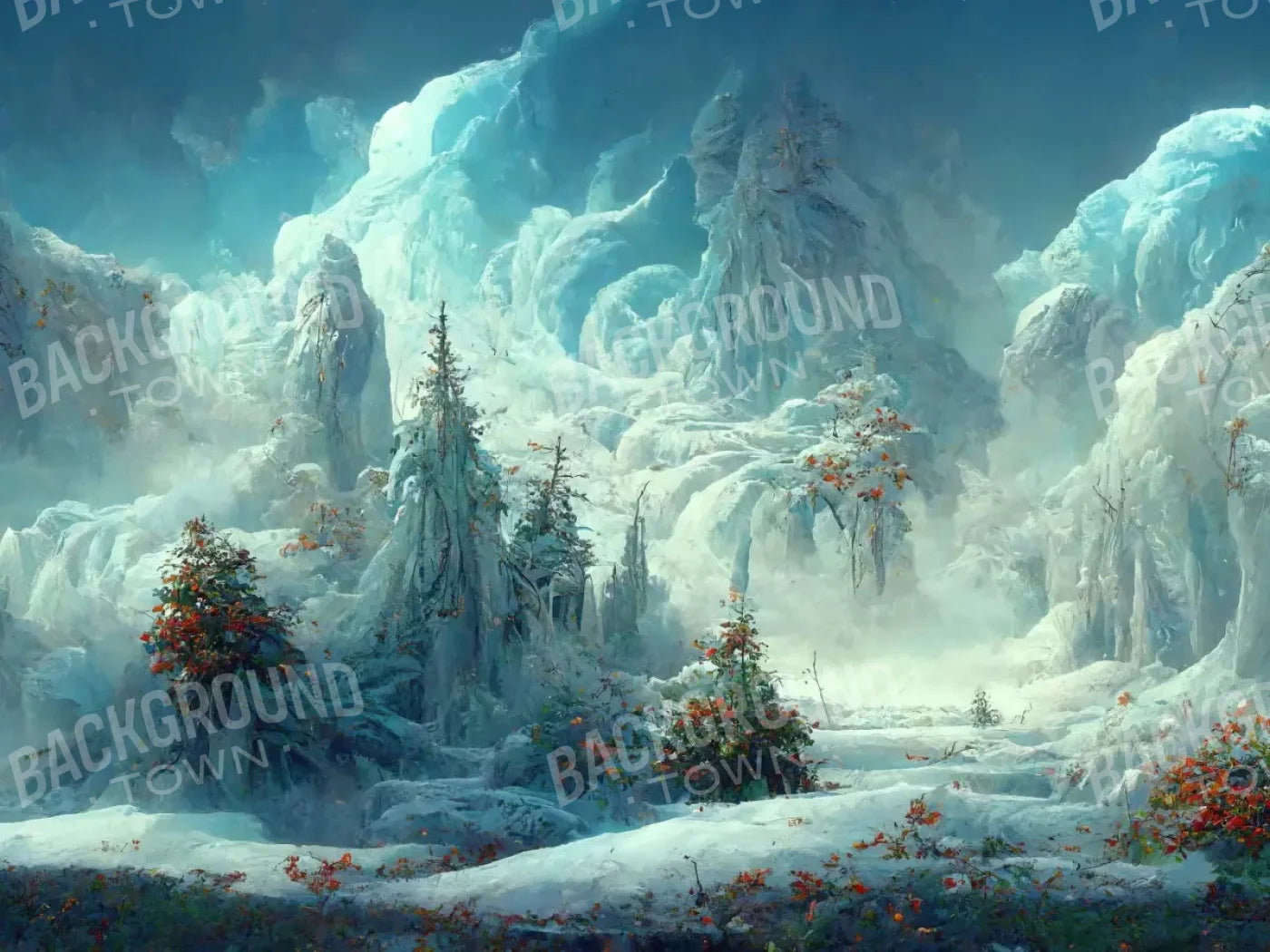 Snowy Fantasy Forest 6’8X5’ Fleece (80 X 60 Inch) Backdrop