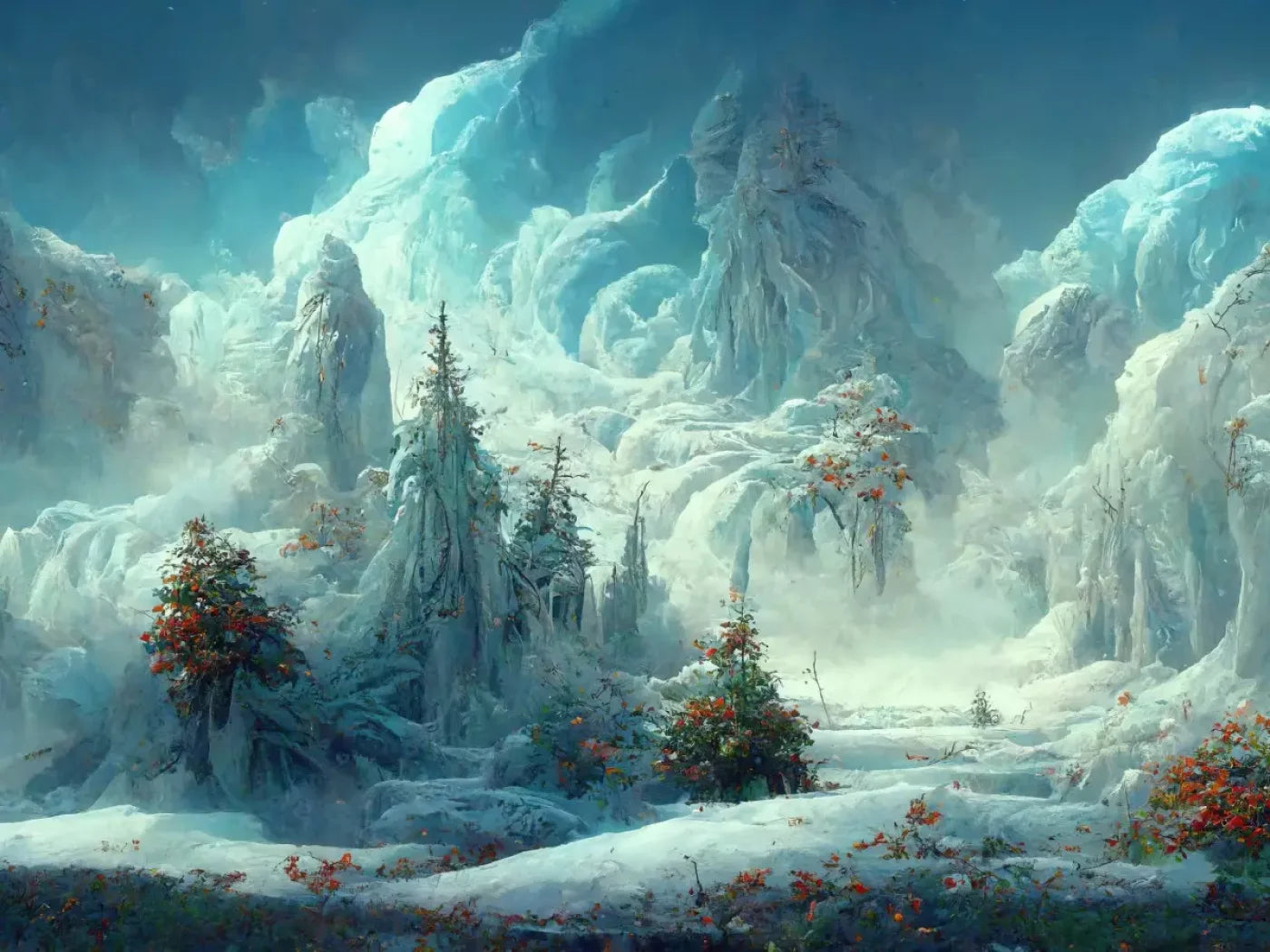 Snowy Fantasy Forest 6’8X5’ Fleece (80 X 60 Inch) Backdrop