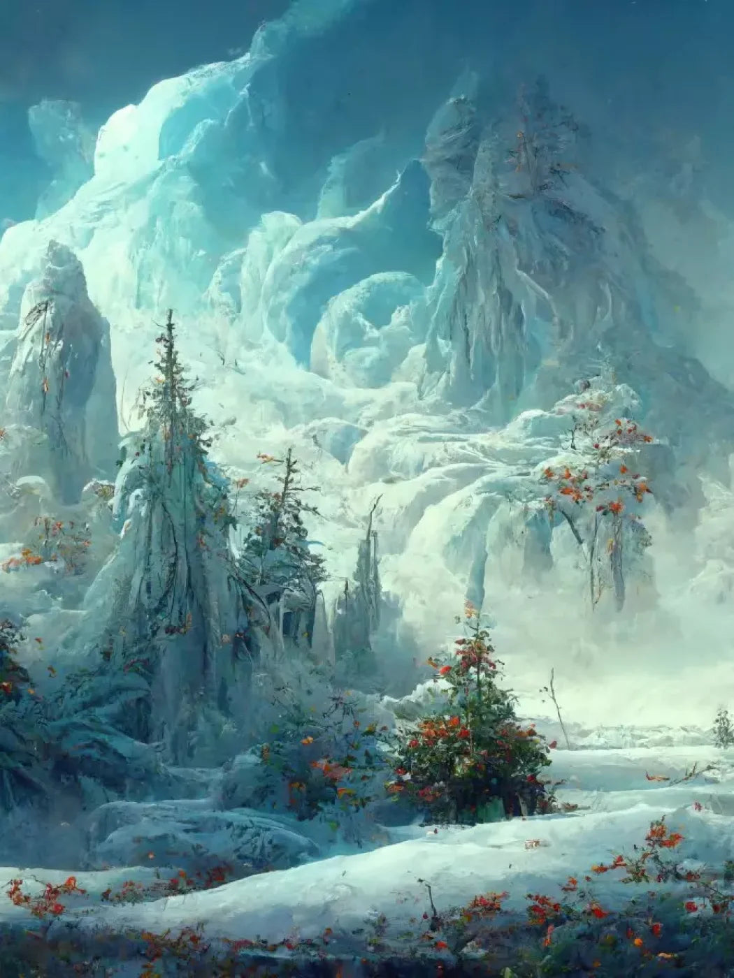Snowy Fantasy Forest 6’X8’ Fleece (72 X 96 Inch) Backdrop