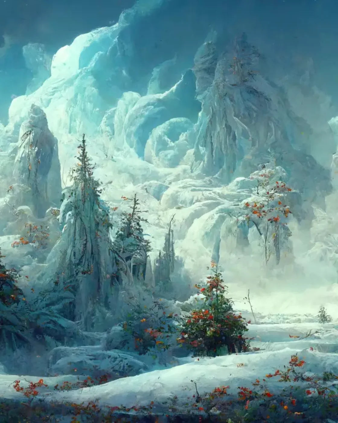 Snowy Fantasy Forest 8’X10’ Fleece (96 X 120 Inch) Backdrop