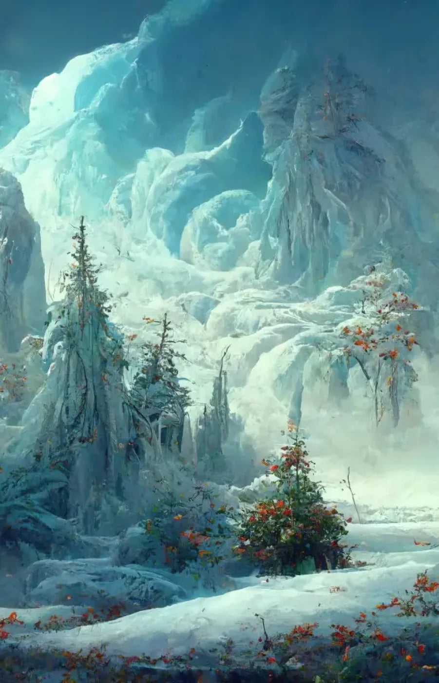Snowy Fantasy Forest 9’X14’ Ultracloth (108 X 168 Inch) Backdrop