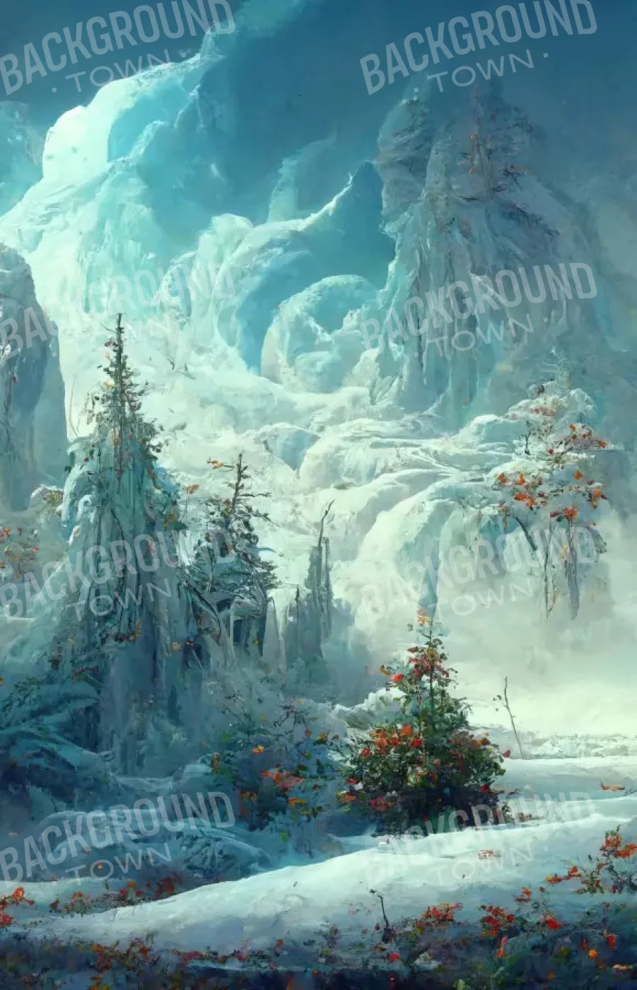 Snowy Fantasy Forest 9’X14’ Ultracloth (108 X 168 Inch) Backdrop