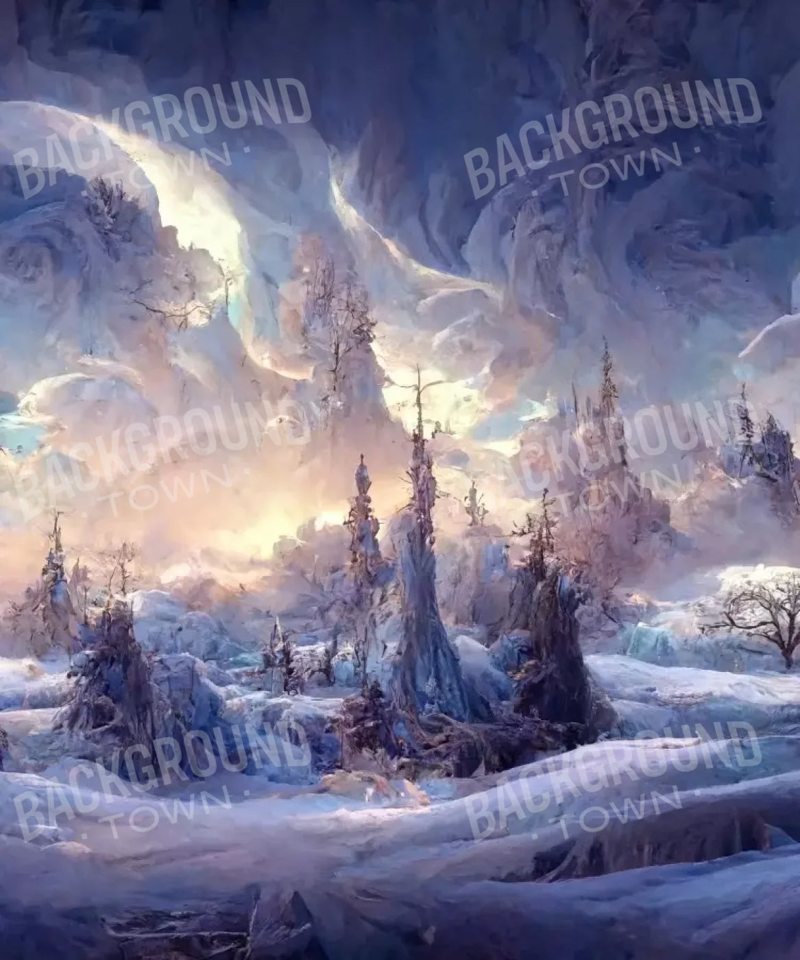 Snowy Fantasy Mountains 10’X12’ Ultracloth (120 X 144 Inch) Backdrop