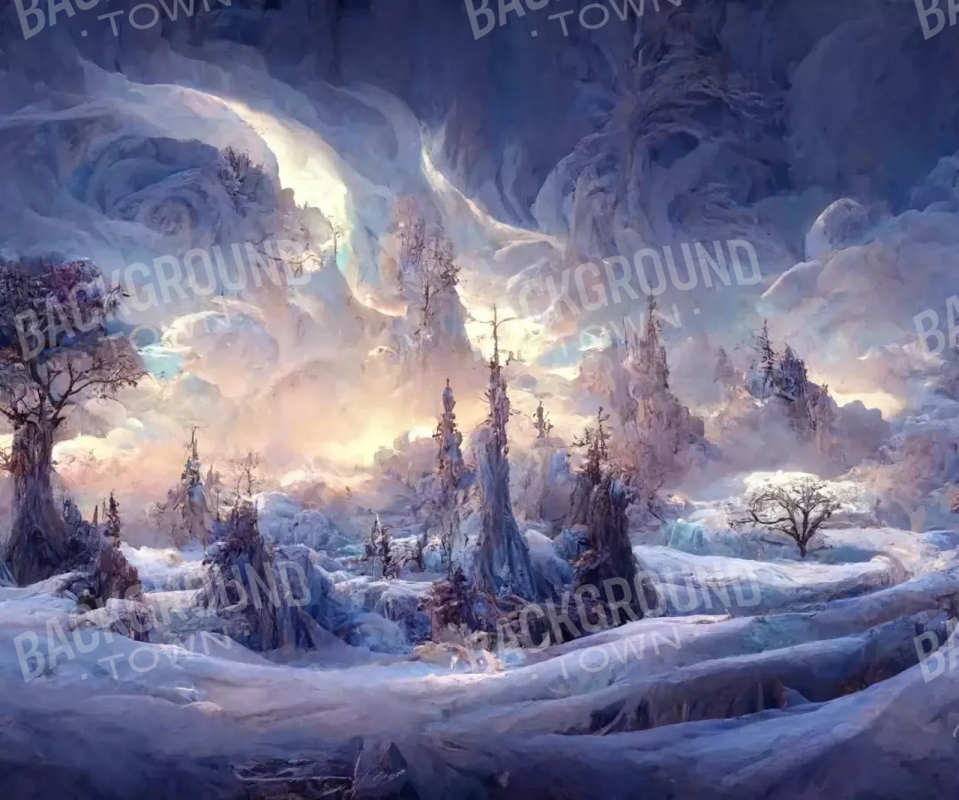 Snowy Fantasy Mountains 12’X10’ Ultracloth (144 X 120 Inch) Backdrop