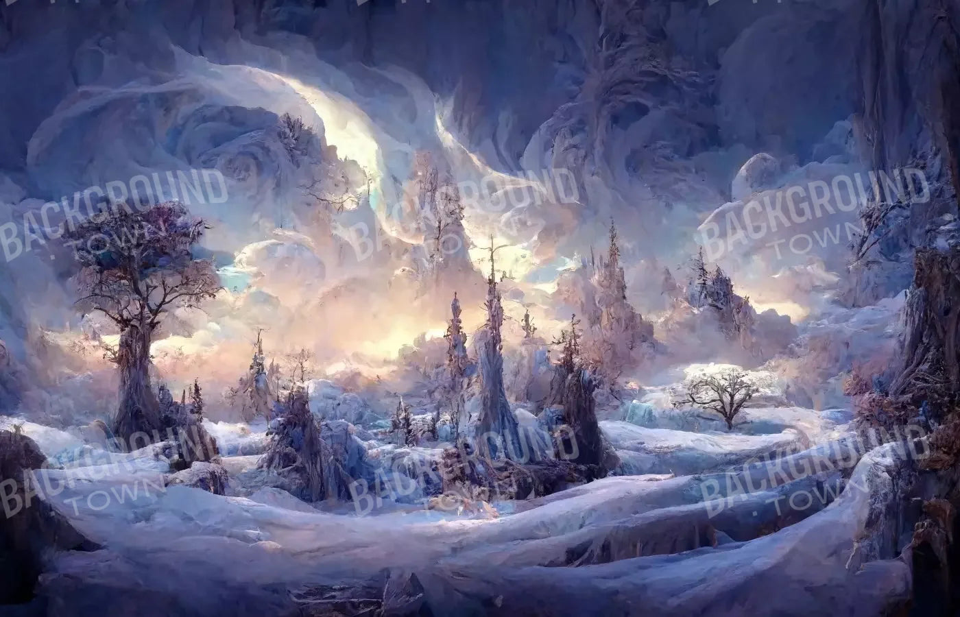 Snowy Fantasy Mountains 14’X9’ Ultracloth (168 X 108 Inch) Backdrop