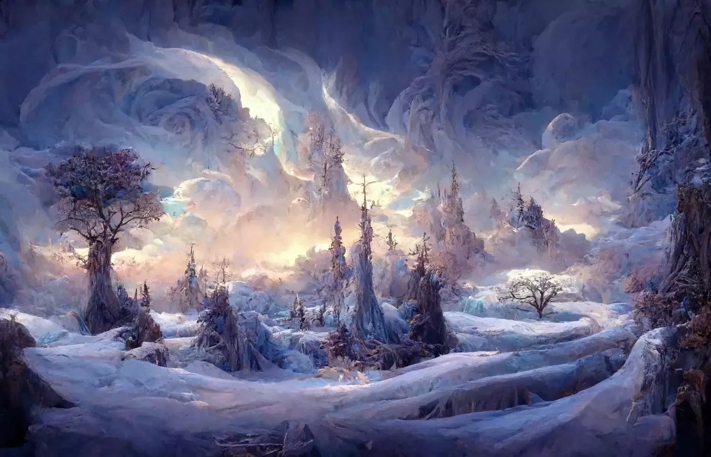 Snowy Fantasy Mountains 14’X9’ Ultracloth (168 X 108 Inch) Backdrop
