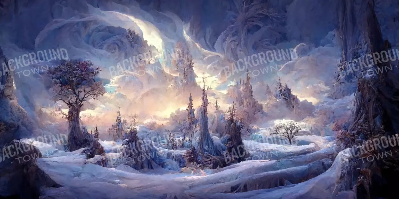 Snowy Fantasy Mountains 16’X8’ Ultracloth (192 X 96 Inch) Backdrop